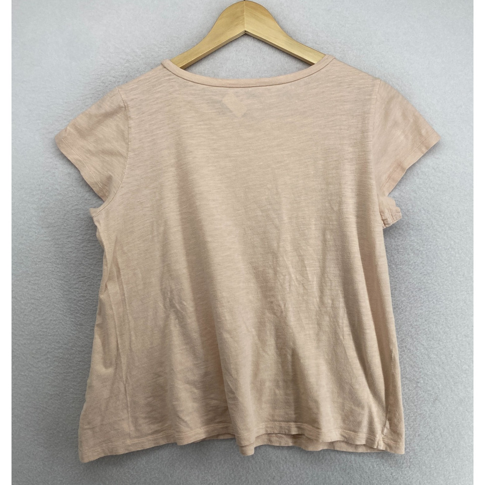 EILEEN FISHER Top S Slub Organic Cotton Jersey Crewneck Short Sleeve Peach Pink - Picture 3 of 11